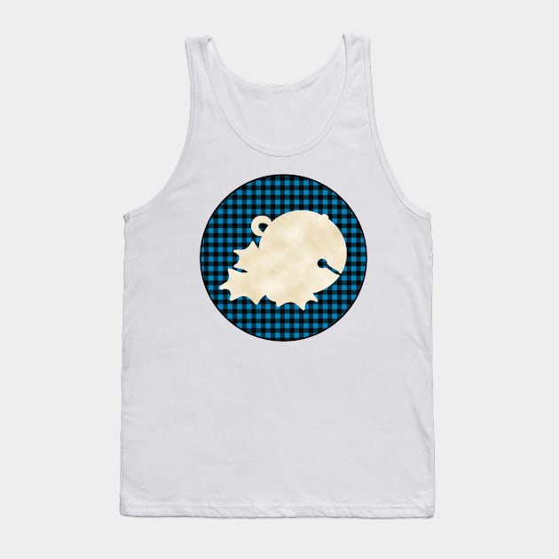 Sleigh bell and mistletoe silhouette over a black and blue tile pattern Tank Top by AtelierRillian